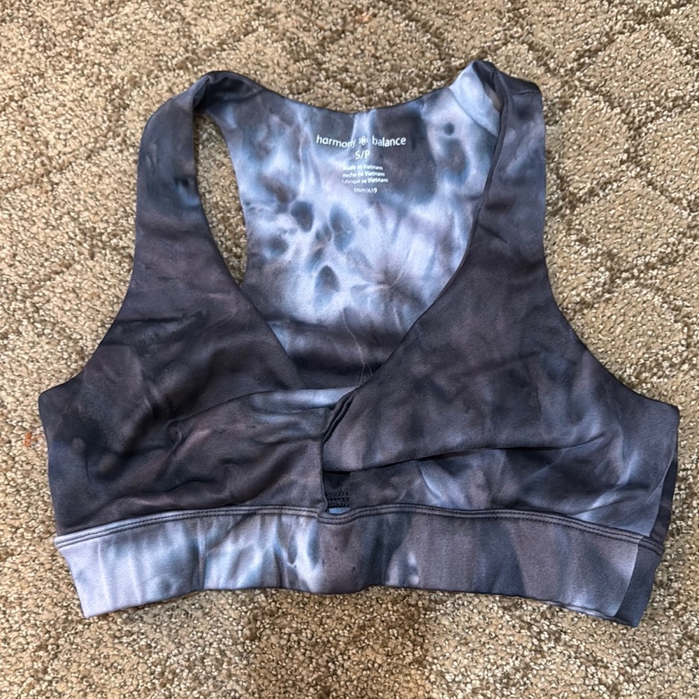 Women's Tie-Dye Sports Bra - Black and Gray SMALL